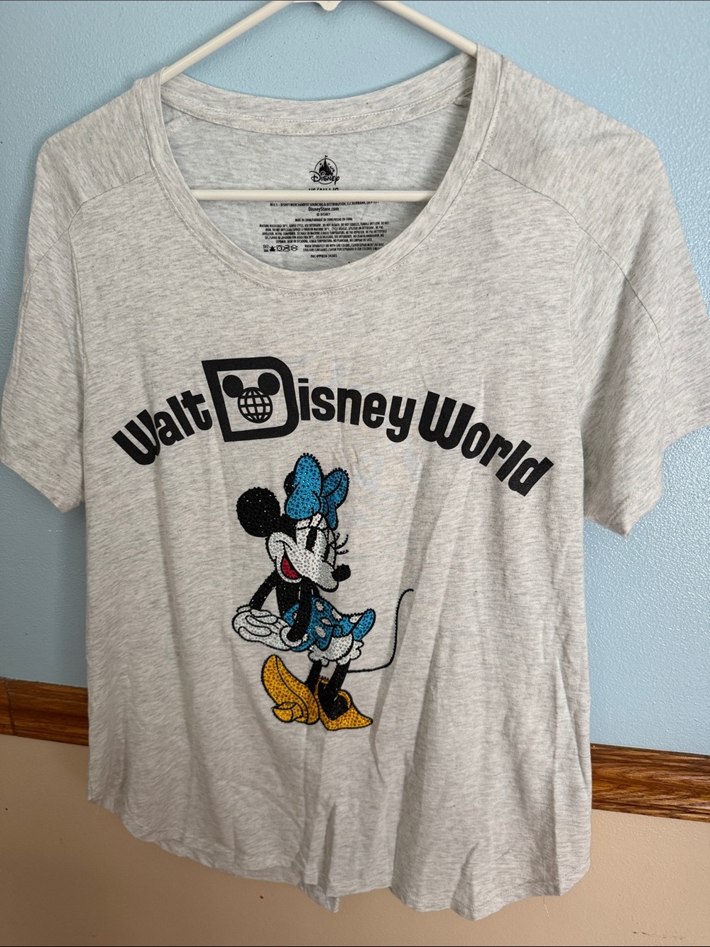 Disney Parks Gray Minnie Mouse Walt Disney World Tee with rhinestone Minnie